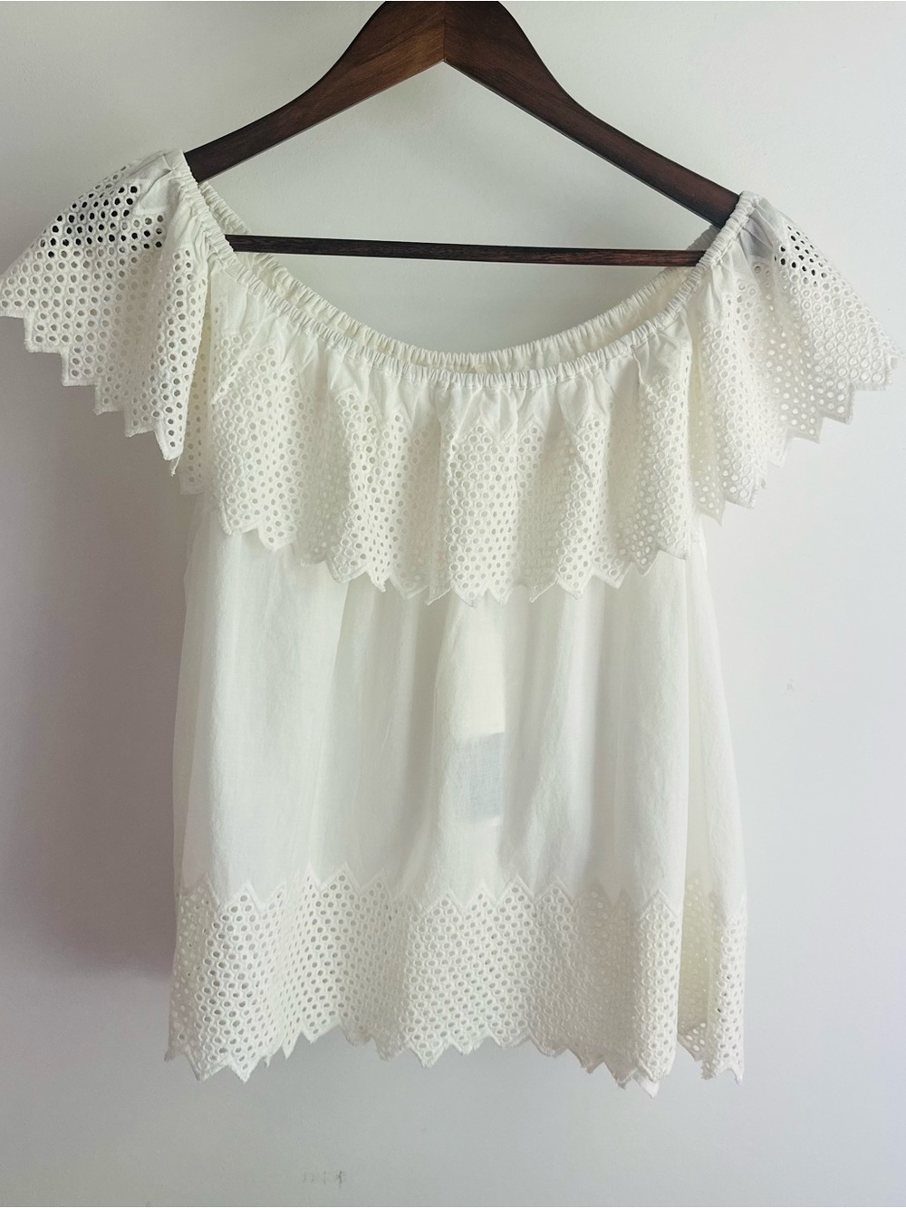 The Great The Westport Top with Honeycomb Eyelet White Medium NWT